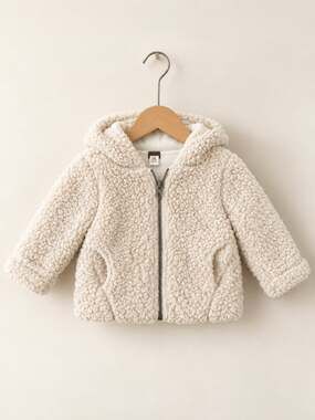 Tea Collection Sherpa Fleece Hooded Jacket Size 3-6 Mos Off White
